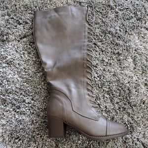 Torrid Dark Taupe Lace Up Knee High Boot 9.5 Wide